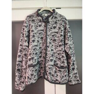 Appleseeds Wool Cardigan Women Sz 20 Grey Floral Grannycore Warmth Work